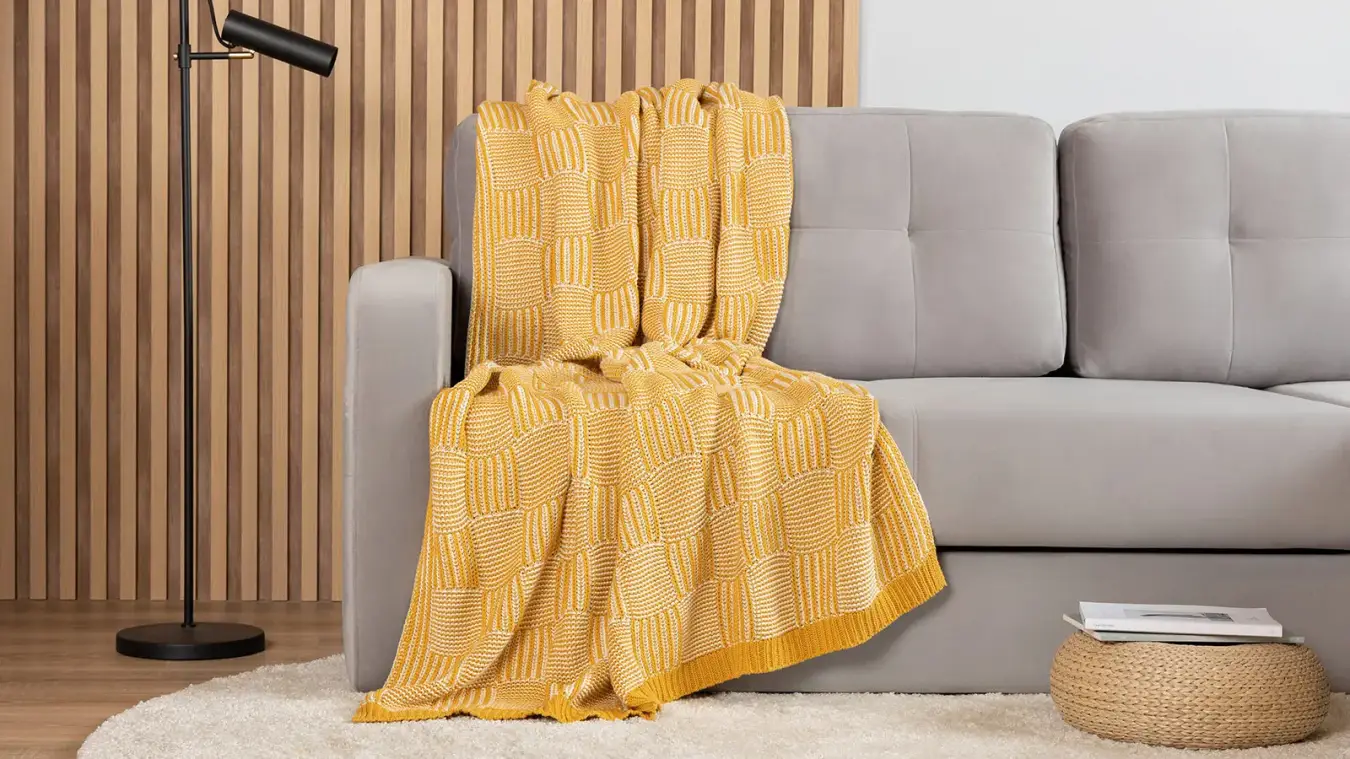Плед Knit, цвет желтый Askona фото - 1 - большое изображение